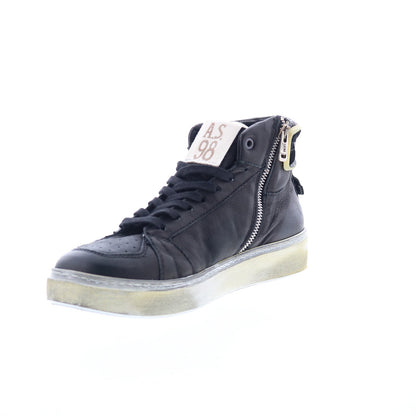 Folie Mens Blue Leather Zipper Lifestyle Sneakers Shoes