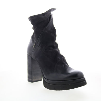 Frannie Womens Black Leather Zipper Ankle & Booties Boots