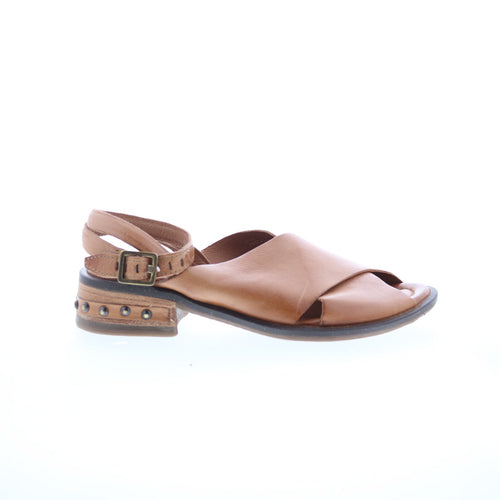 Garvie Womens Brown Leather Hook & Loop Strap Sandals Shoes