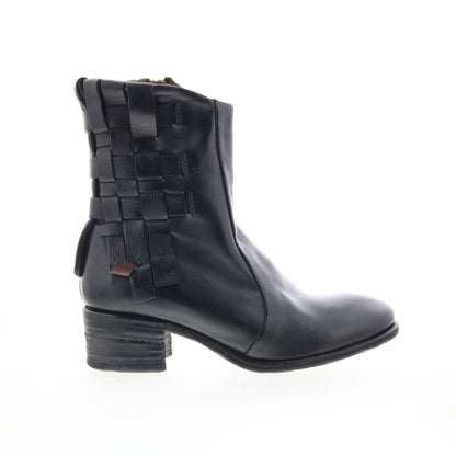Gerald Womens Black Leather Zipper Ankle & Booties Boots