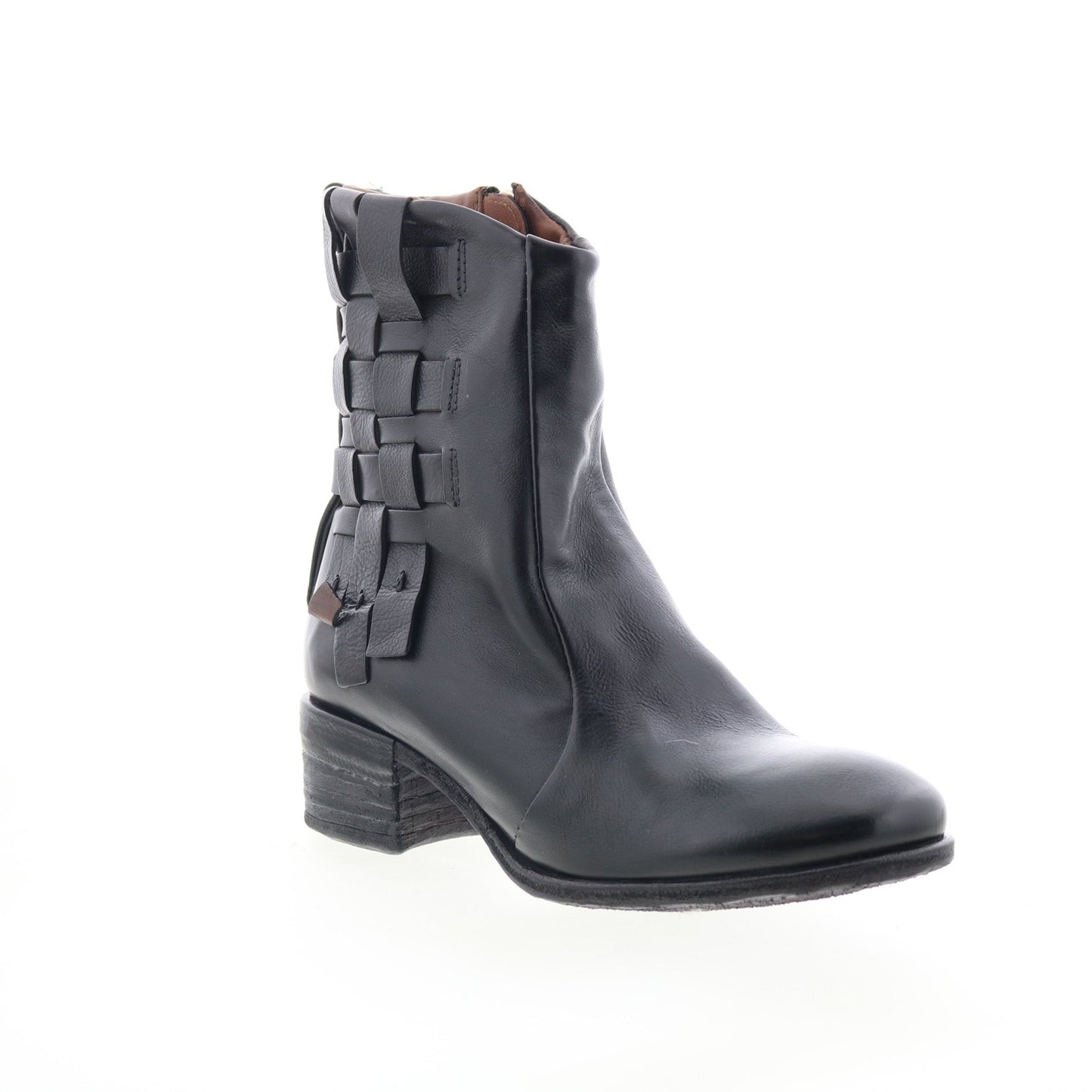 Gerald Womens Black Leather Zipper Ankle & Booties Boots