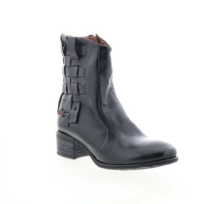 Gerald Womens Black Leather Zipper Ankle & Booties Boots