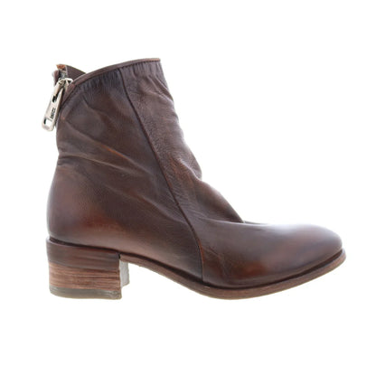 Grayson Womens Brown Leather Zipper Ankle & Booties Boots