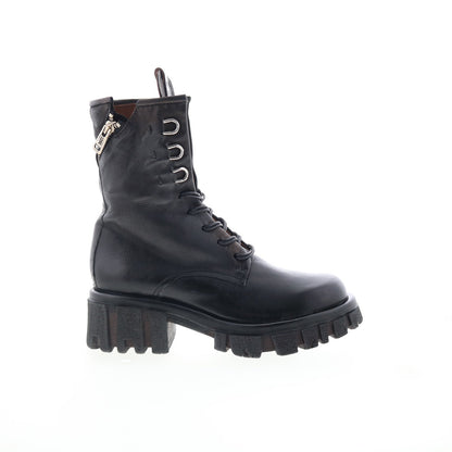 Haider Womens Black Leather Zipper Casual Dress Boots