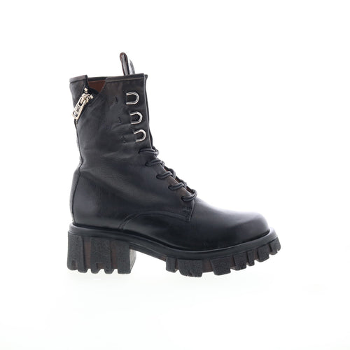 Haider Womens Black Leather Zipper Casual Dress Boots