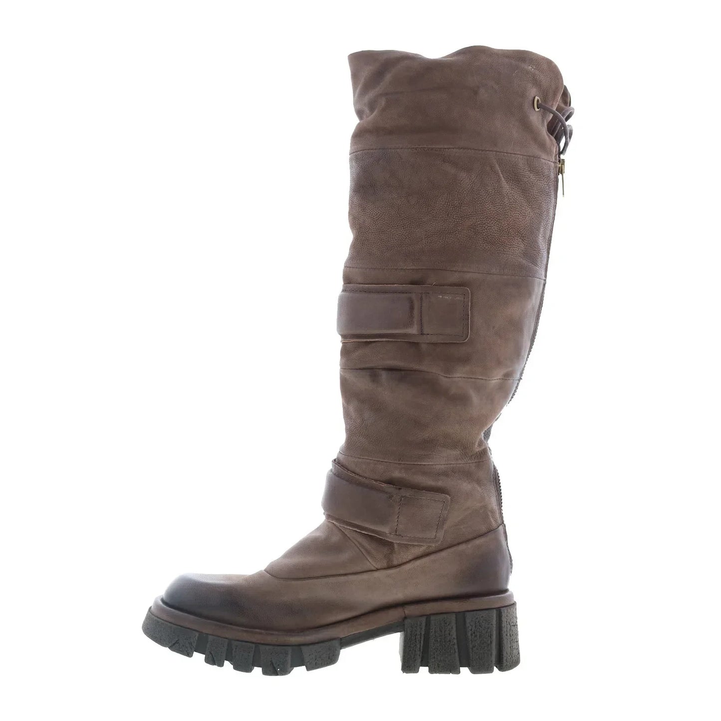 Halpert Womens Brown Leather Zipper Knee High Boots
