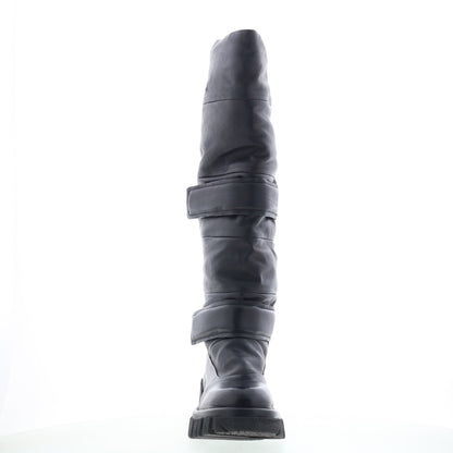 Halpert Womens Black Leather Zipper Knee High Boots