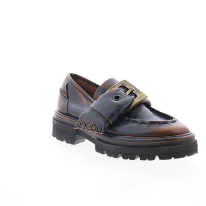 Heddy Womens Brown Leather Slip On Loafers & Slip Ons Casual Shoes
