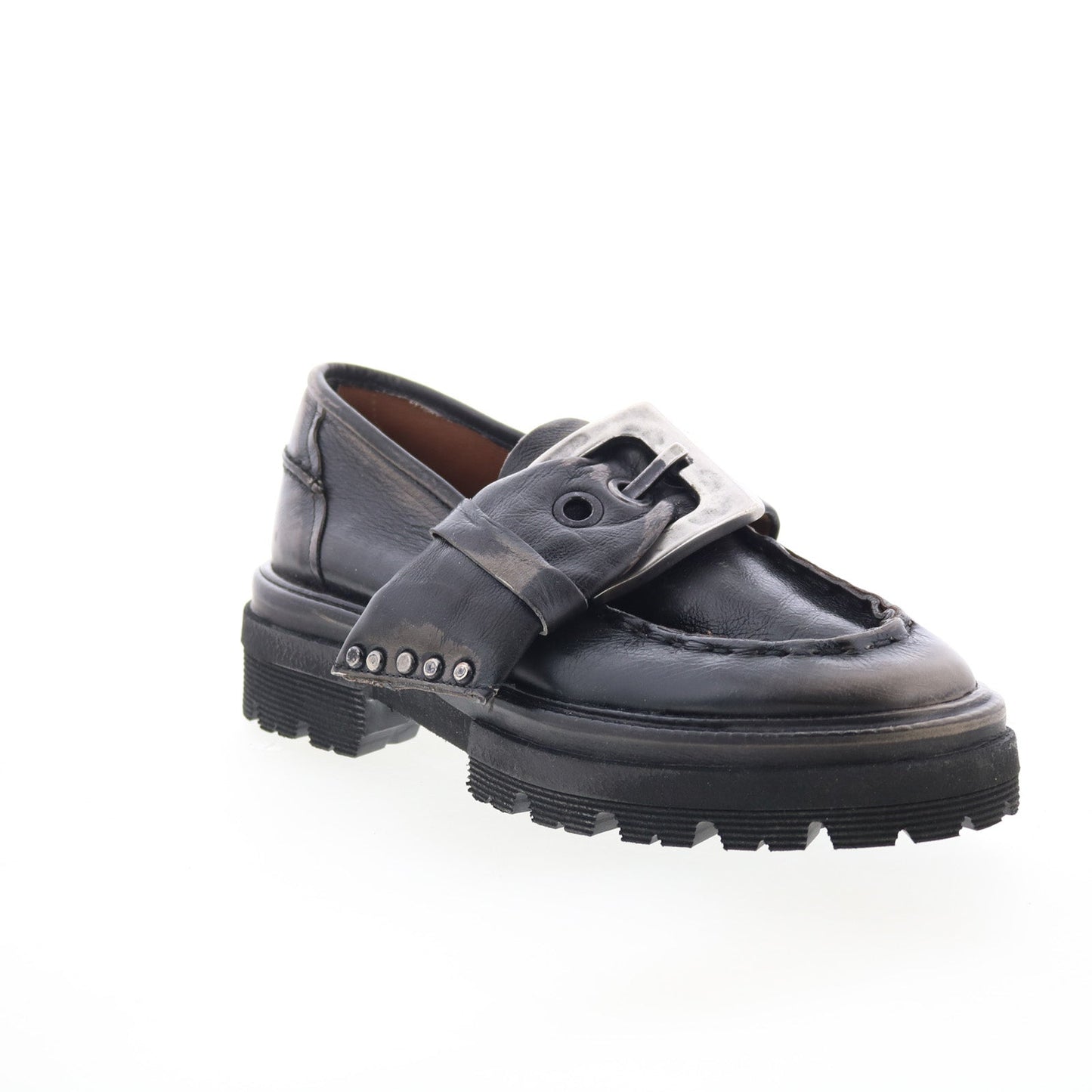 Heddy Womens Black Leather Slip On Loafers & Slip Ons Casual Shoes
