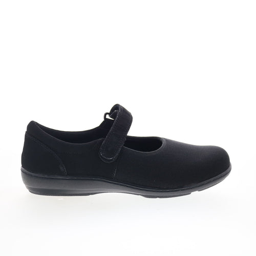 Aetrex Berries Helen Stretch MJ E390W Womens Black Wide Mary Jane Flats Shoes