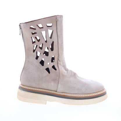 Idelco Womens Beige Leather Zipper Casual Dress Boots