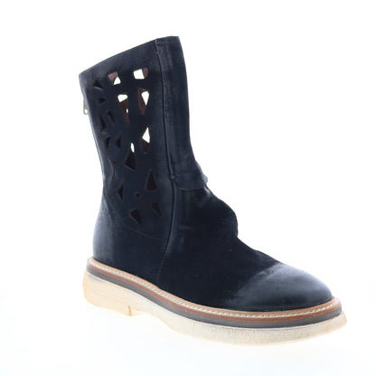 Idelco Womens Black Leather Zipper Casual Dress Boots