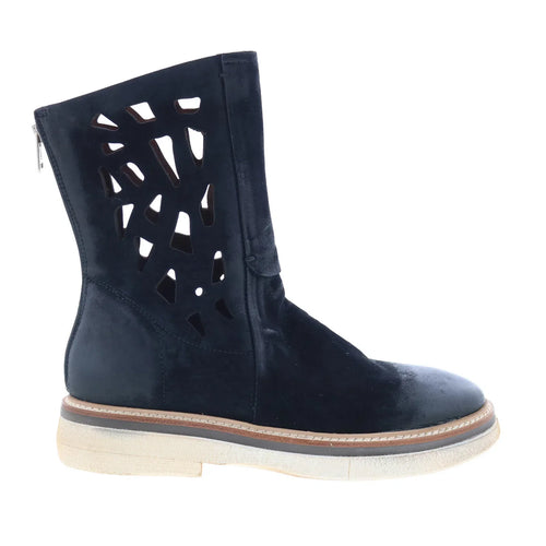 Idelco Womens Black Leather Zipper Casual Dress Boots
