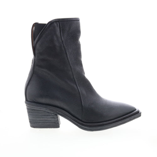 Imogene Womens Black Leather Slip On Ankle & Booties Boots