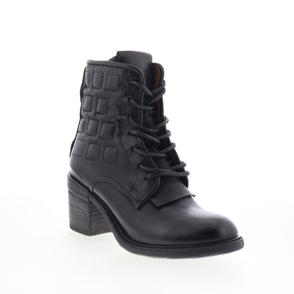 Jalen Womens Black Leather Lace Up Ankle & Booties Boots