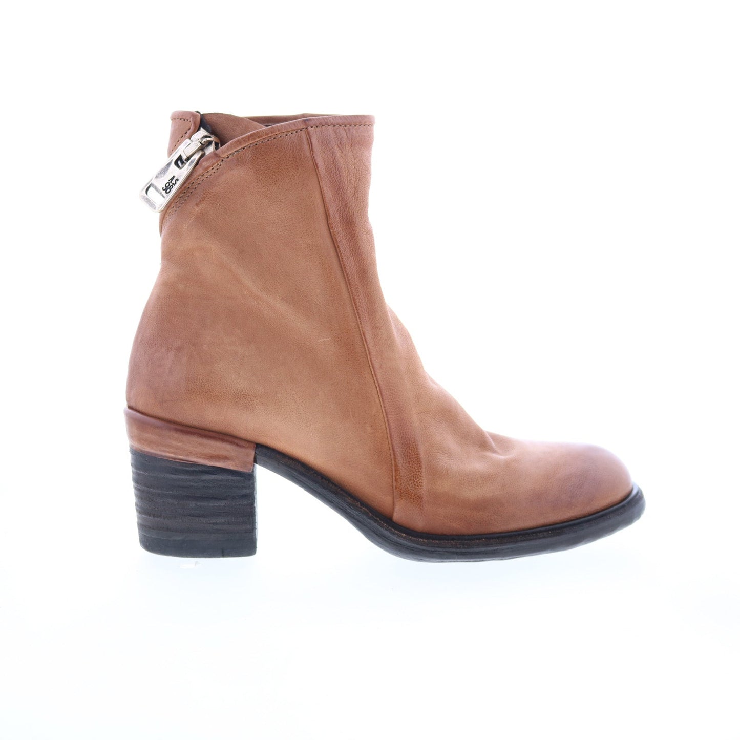 Jase Womens Brown Leather Zipper Ankle & Booties Boots
