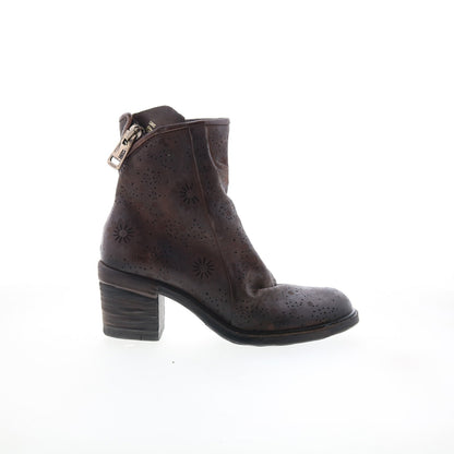 Jase Floral Womens Brown Leather Zipper Casual Dress Boots