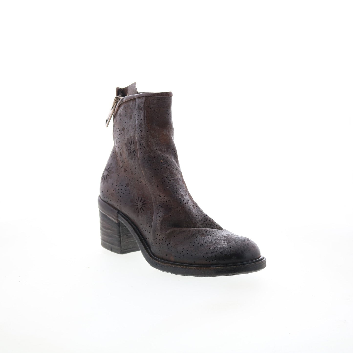 Jase Floral Womens Brown Leather Zipper Casual Dress Boots