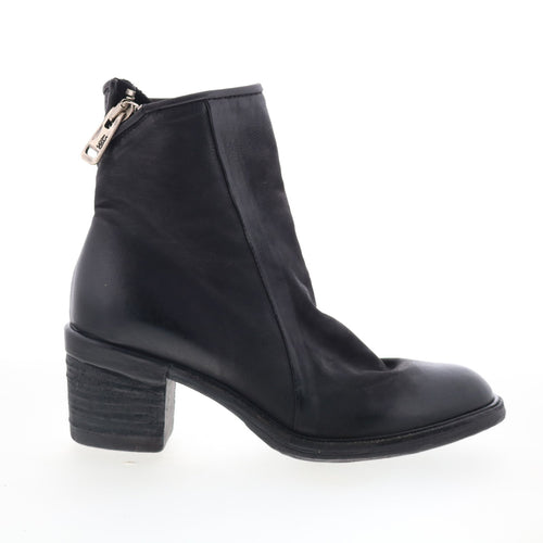 Jase Womens Black Leather Zipper Ankle & Booties Boots