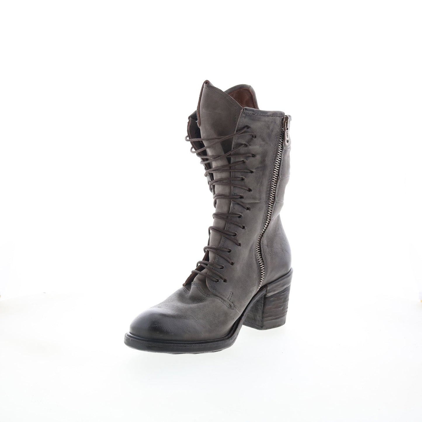 Jasper Womens Gray Leather Zipper Casual Dress Boots