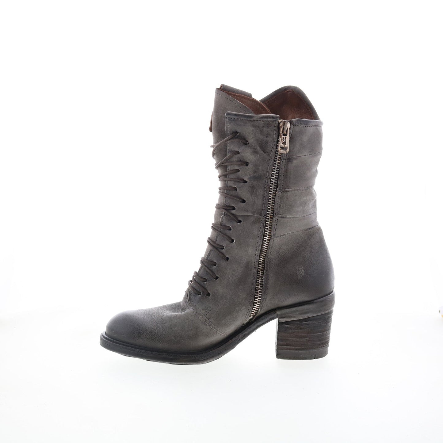 Jasper Womens Gray Leather Zipper Casual Dress Boots