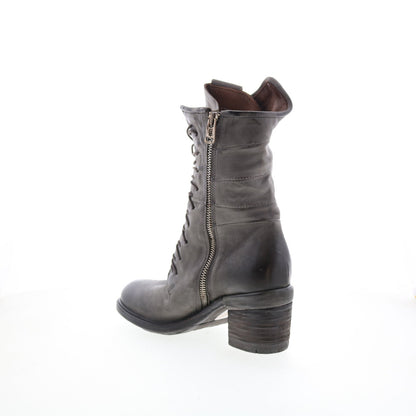 Jasper Womens Gray Leather Zipper Casual Dress Boots