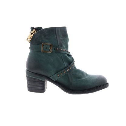 Jeffy Womens Green Leather Zipper Casual Dress Boots