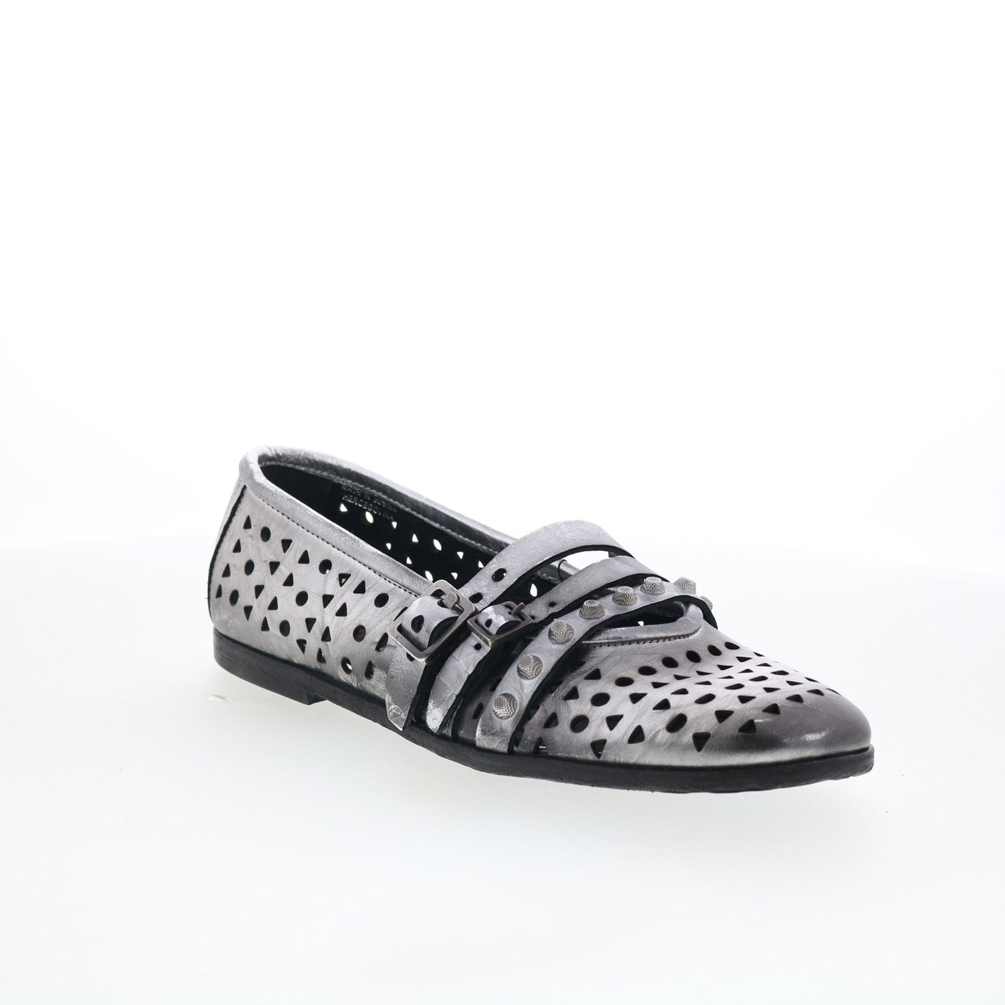 Jett Womens Silver Leather Hook & Loop Loafer Flats Shoes