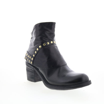 Jonas Womens Black Leather Zipper Ankle & Booties Boots