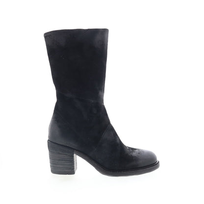 Justin Womens Black Suede Zipper Casual Dress Boots