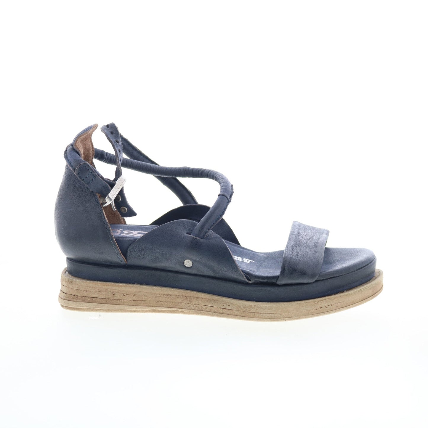Laike Womens Black Leather Hook & Loop Platform Sandals Shoes