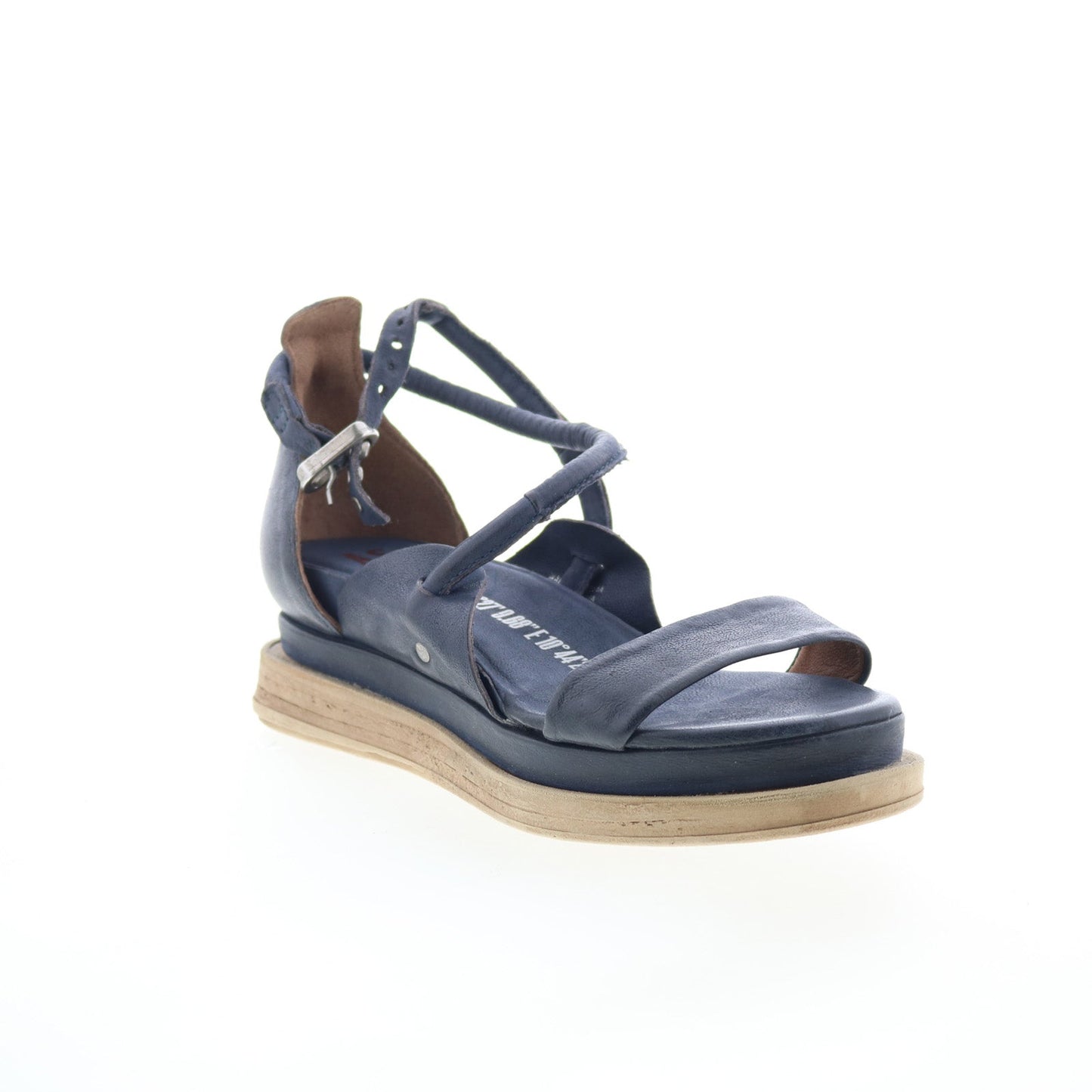 Laike Womens Black Leather Hook & Loop Platform Sandals Shoes