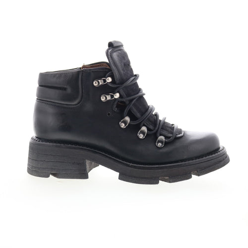 Langan Womens Black Leather Lace Up Ankle & Booties Boots