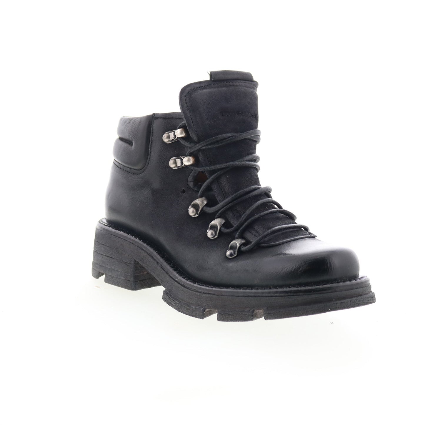 Langan Womens Black Leather Lace Up Ankle & Booties Boots