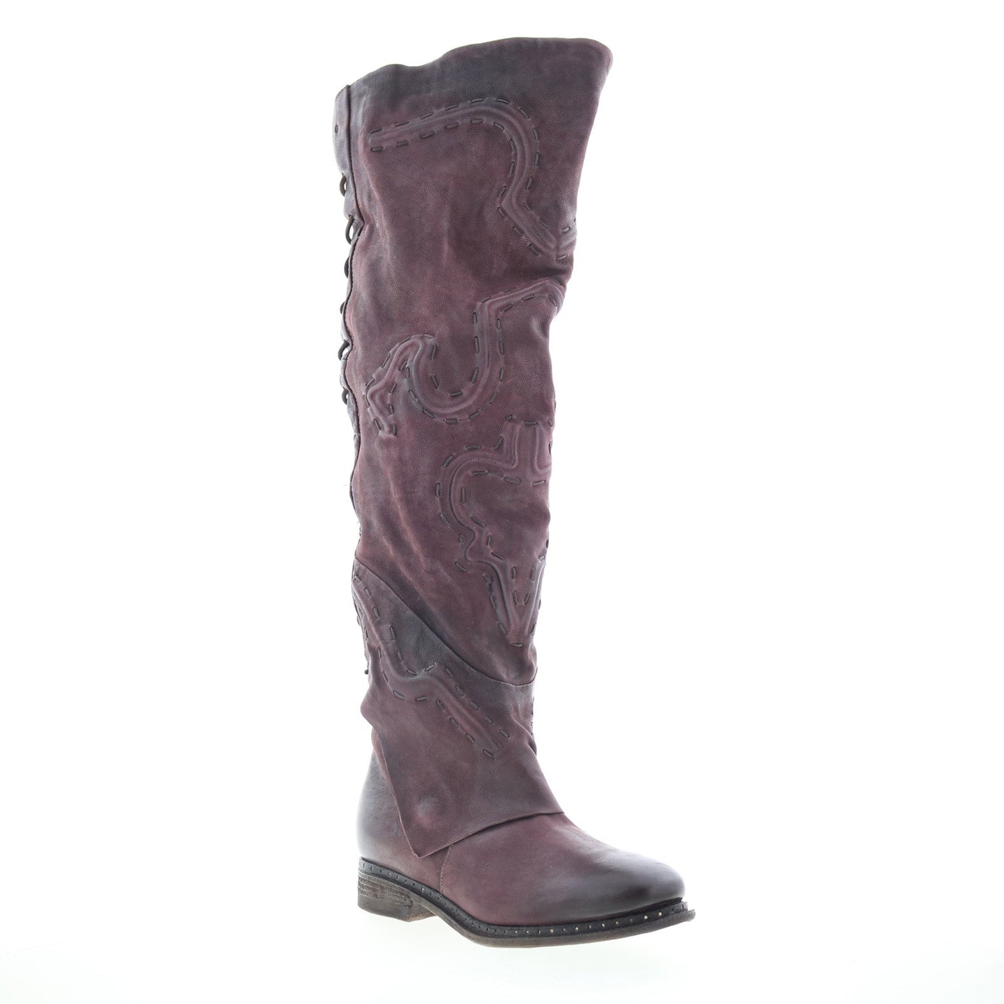 Lange Womens Burgundy Leather Zipper Knee High Boots