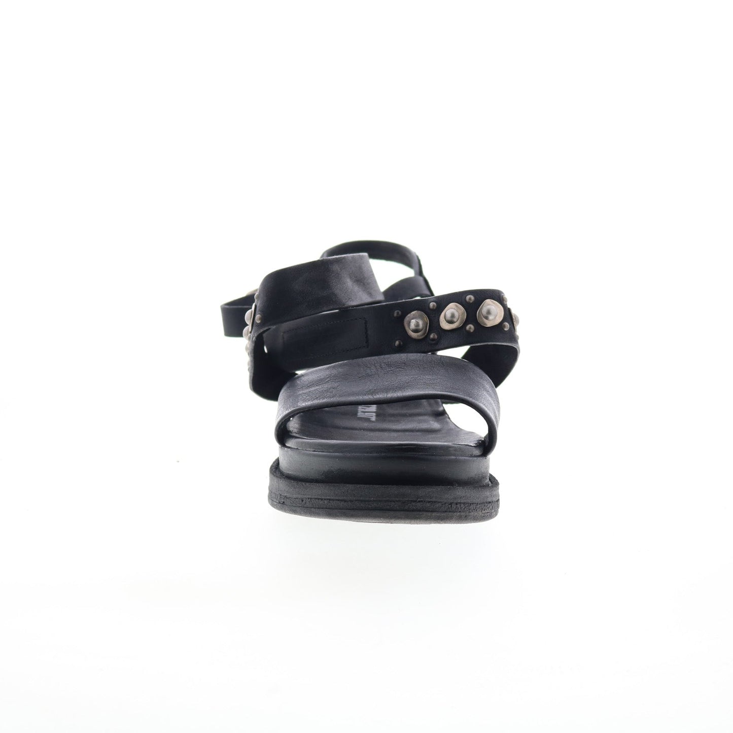 Larkie Womens Black Leather Hook & Loop Platform Sandals Shoes