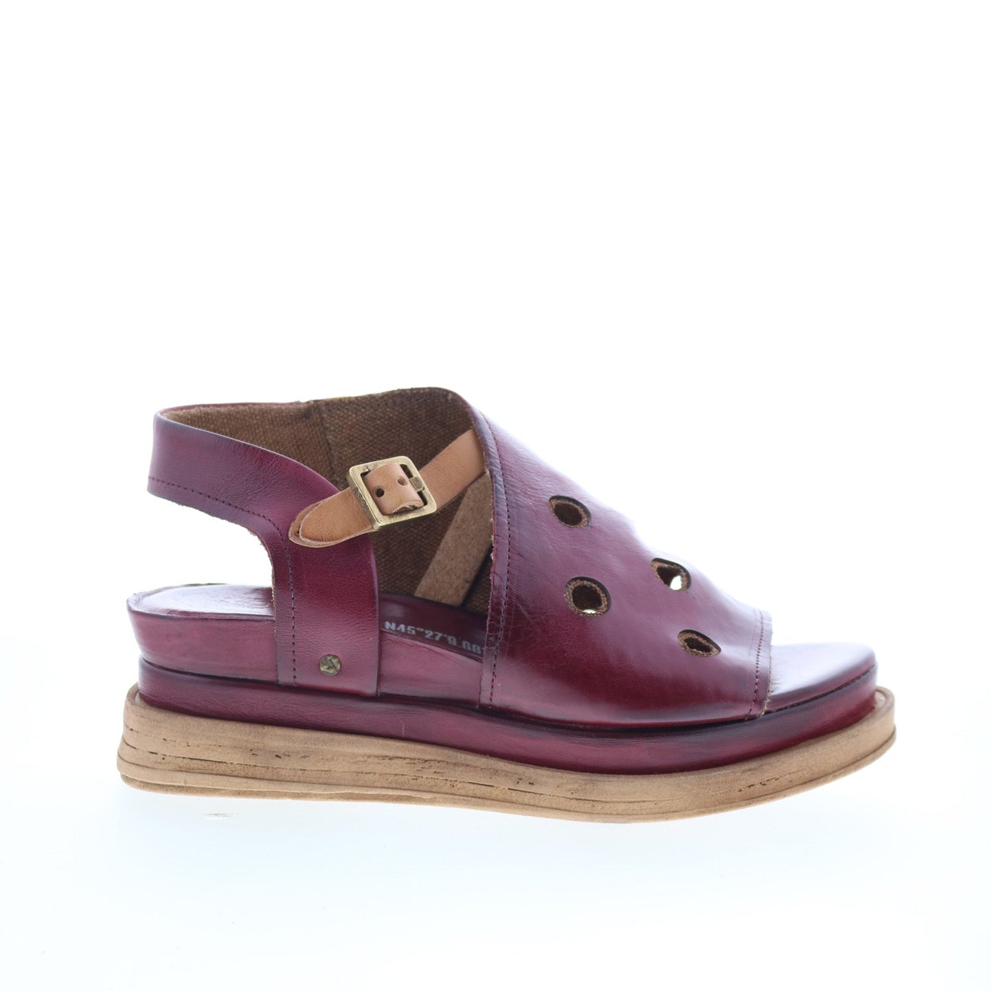 Larry Womens Burgandy Leather Hook & Loop Strap Sandals Shoes