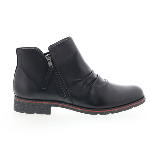 Aetrex Mila LB300W Womens Black Leather Zipper Ankle & Booties Boots