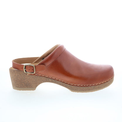 Aetrex Beckie LC204W Womens Brown Leather Hook & Loop Heeled Sandals Shoes