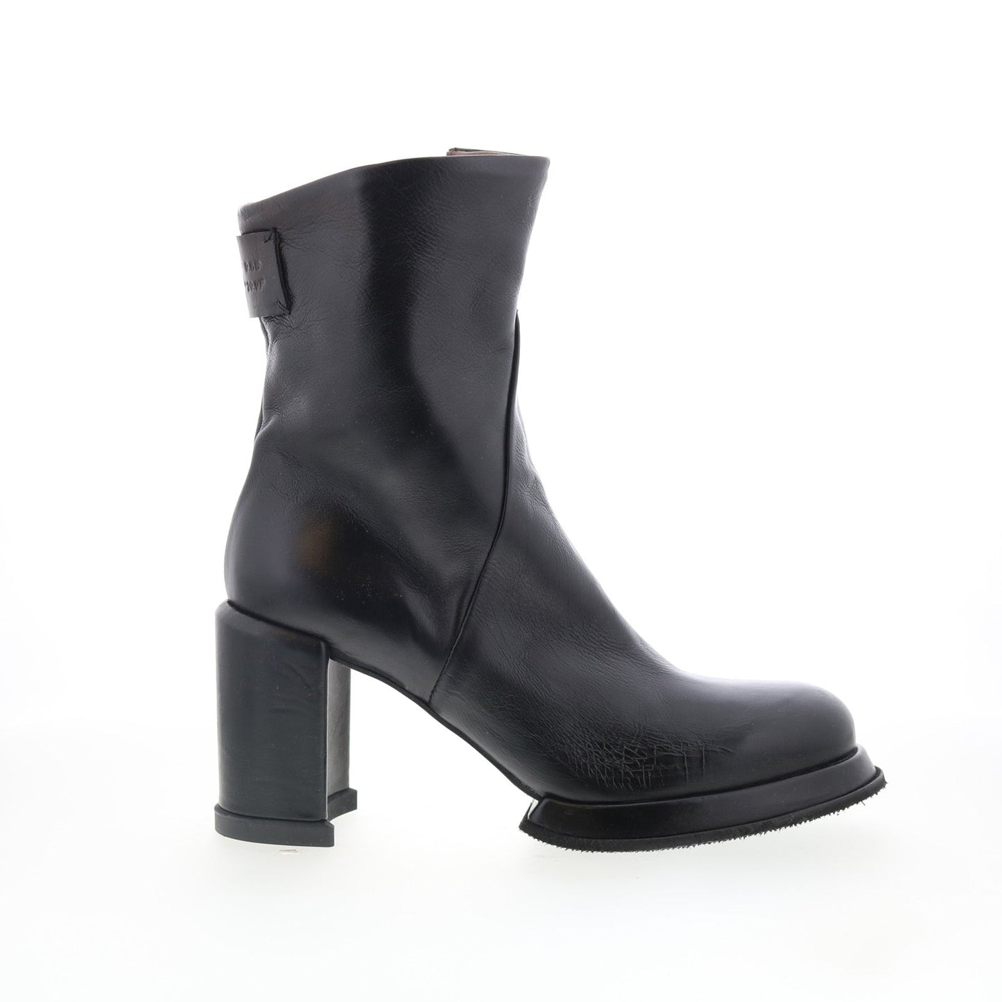 Leti Womens Black Leather Zipper Ankle & Booties Boots