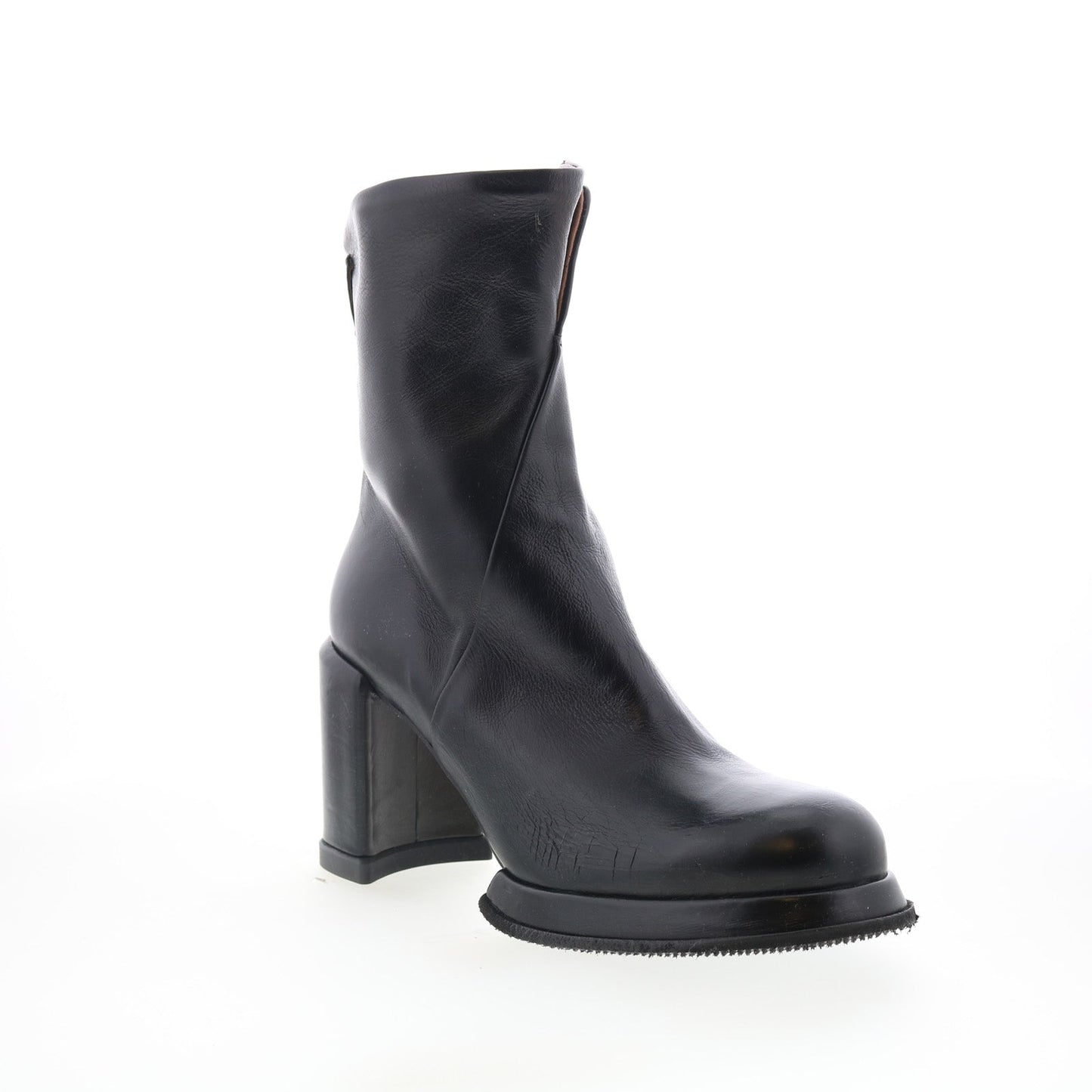 Leti Womens Black Leather Zipper Ankle & Booties Boots