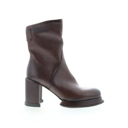 Leti Womens Brown Leather Zipper Ankle & Booties Boots