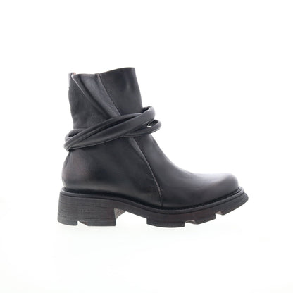 Lider Womens Black Leather Zipper Casual Dress Boots