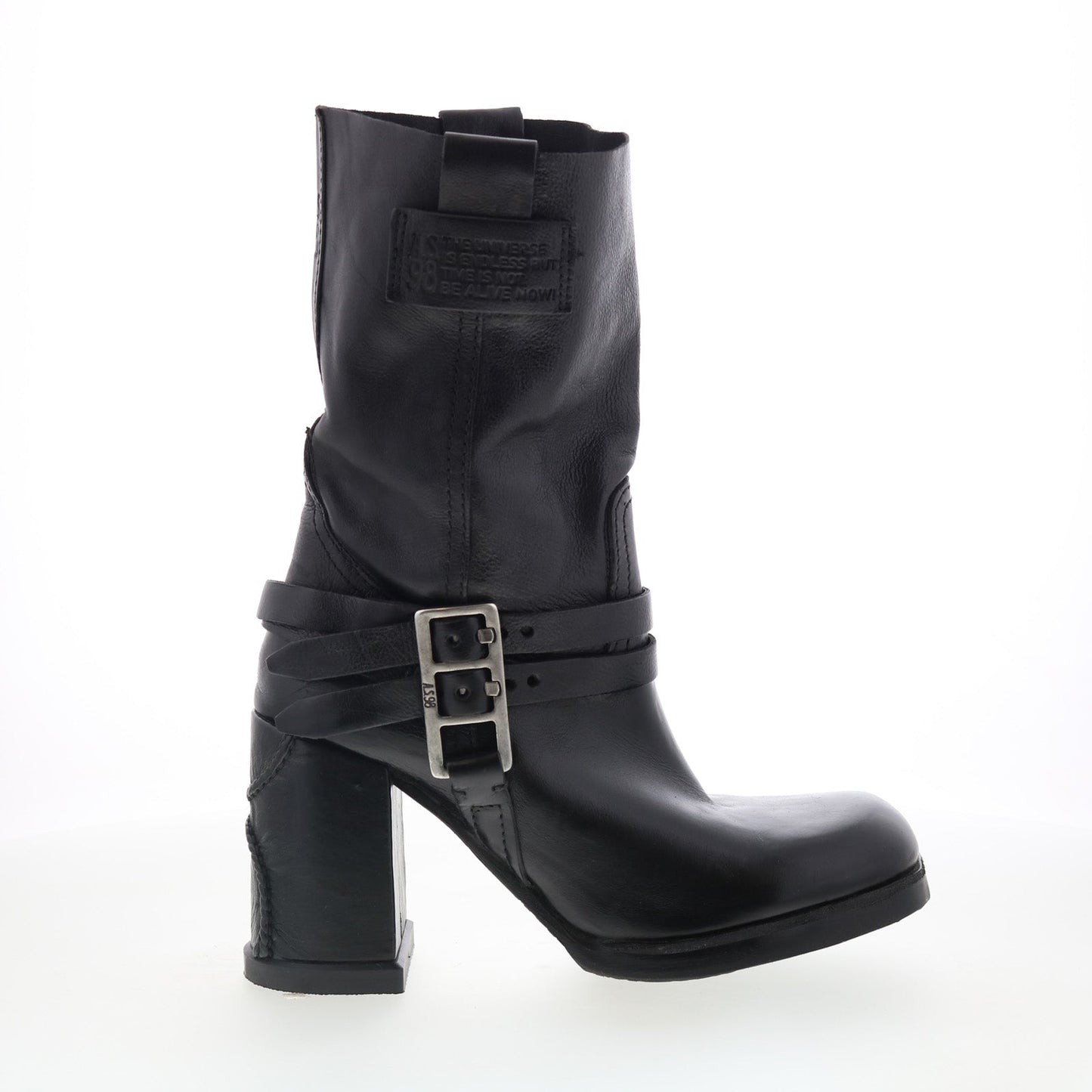 Lil Womens Black Leather Slip On Casual Dress Boots