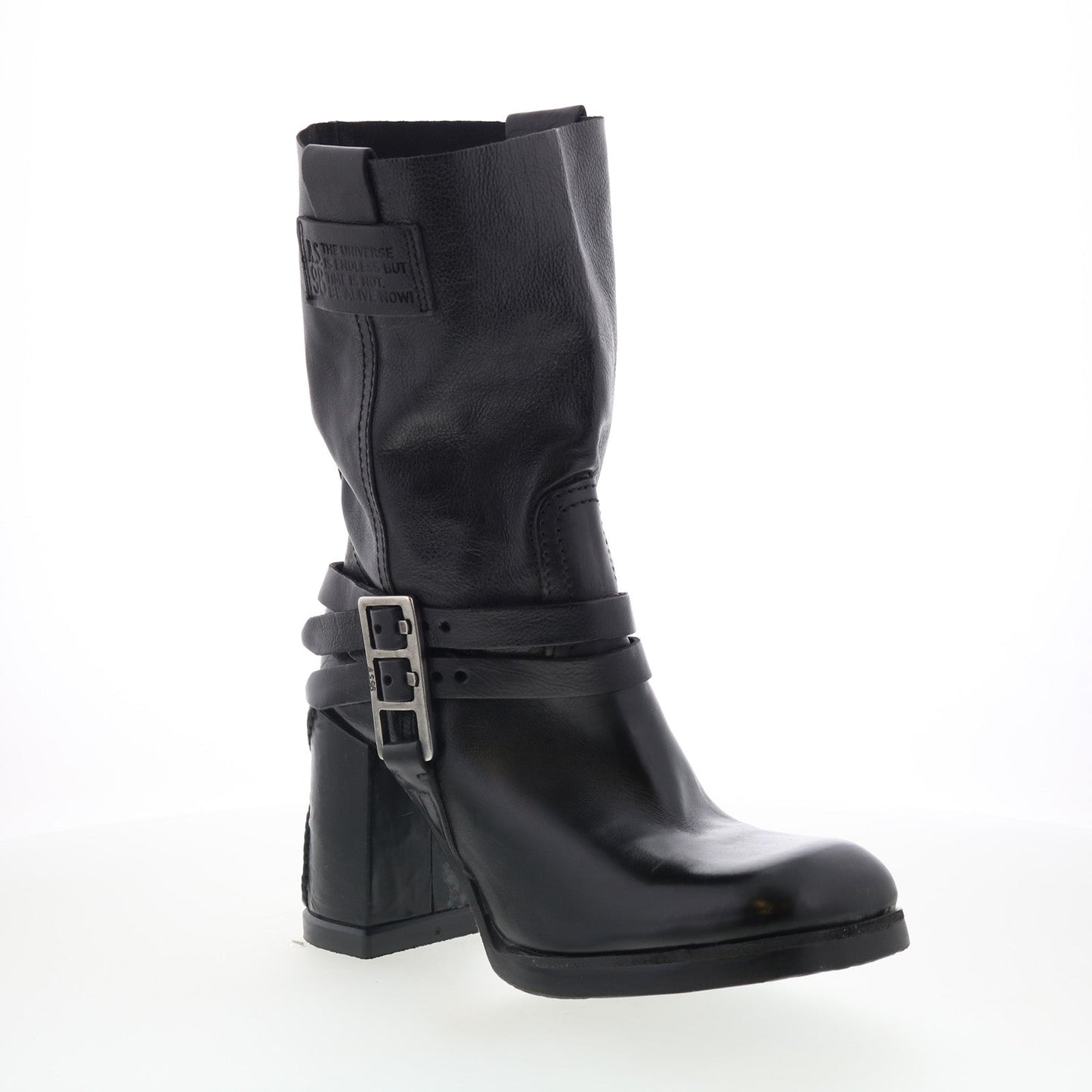 Lil Womens Black Leather Slip On Casual Dress Boots
