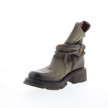 Linder Womens Green Leather Zipper Casual Dress Boots