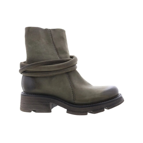 Linder Womens Green Leather Zipper Casual Dress Boots