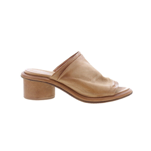 Lior Womens Brown Leather Slip On Heeled Sandals Shoes