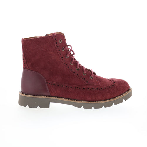 Aetrex Margot LL509 Womens Red Suede Lace Up Casual Dress Boots
