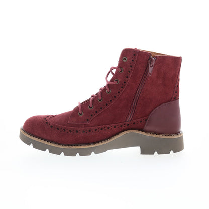 Aetrex Margot LL509 Womens Red Suede Lace Up Casual Dress Boots
